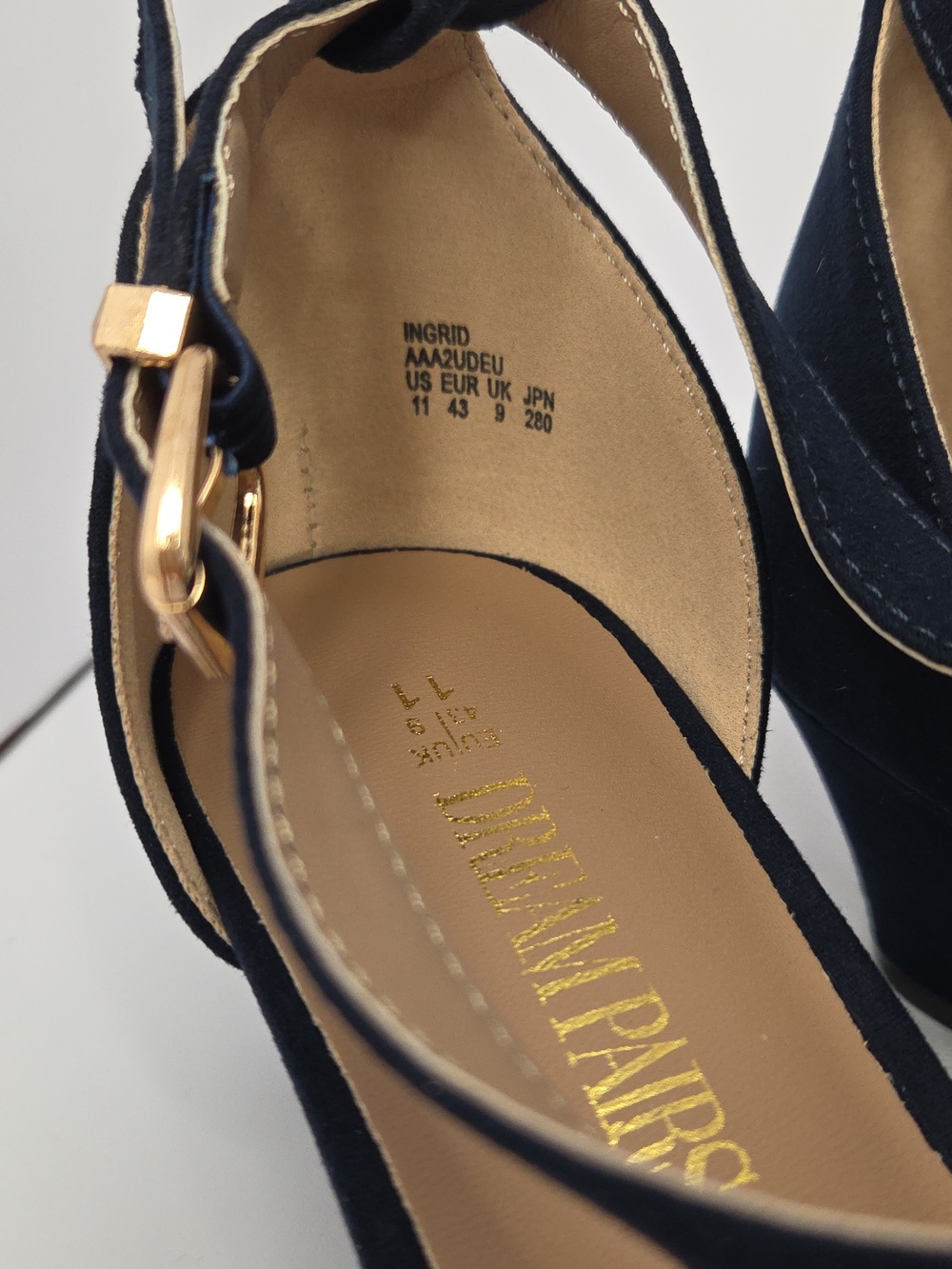 NWT Dream Pairs women's low wedge sandals Navy Size 11 - Picture 3 of 7